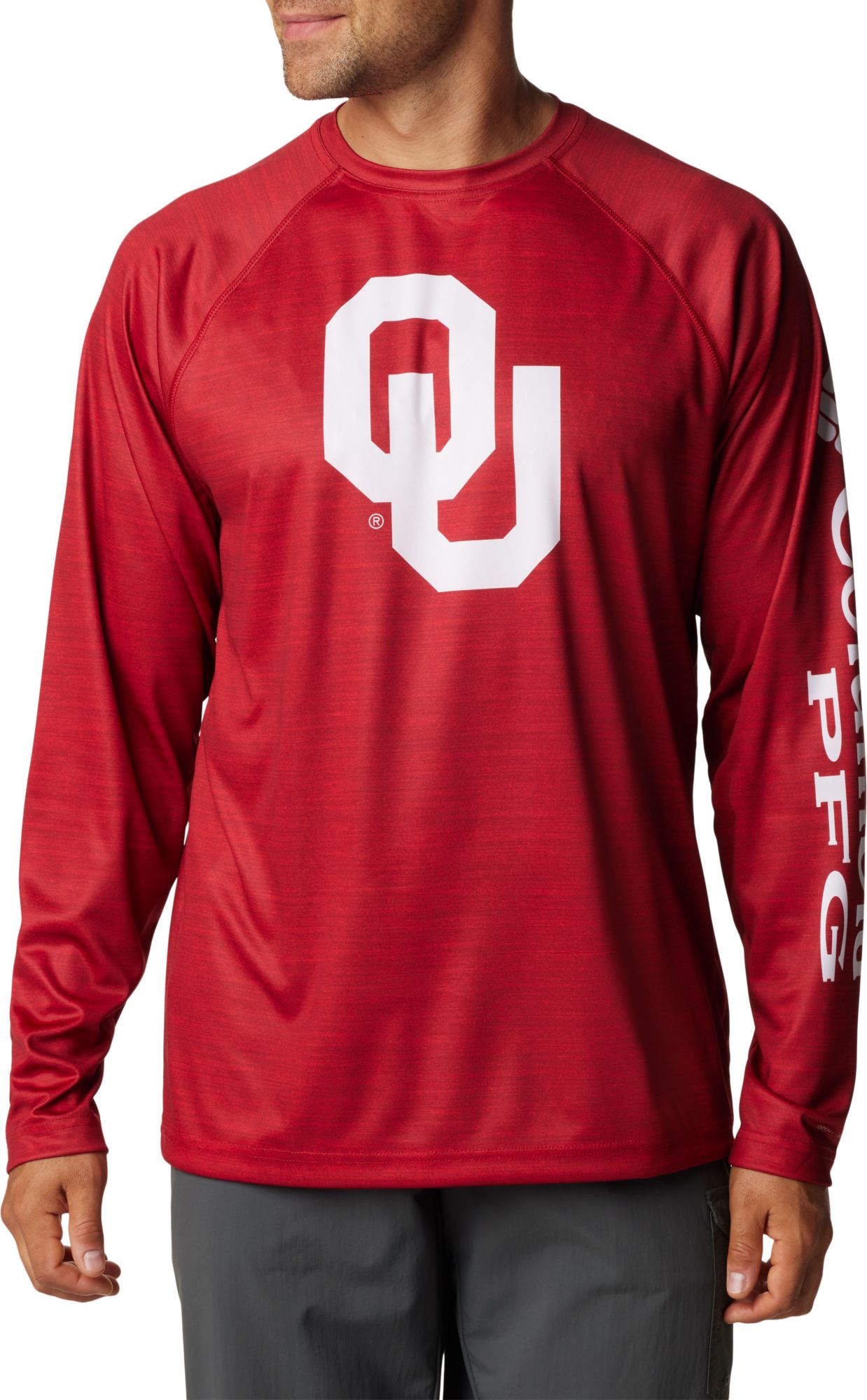 Columbia Men's Oklahoma Sooners Red Velvet Heather Terminal Tackle Long Sleeve Shirt product image