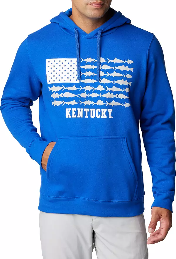 Columbia Men's Kentucky Wildcats Blue PFG Fish Flag Pullover Hoodie