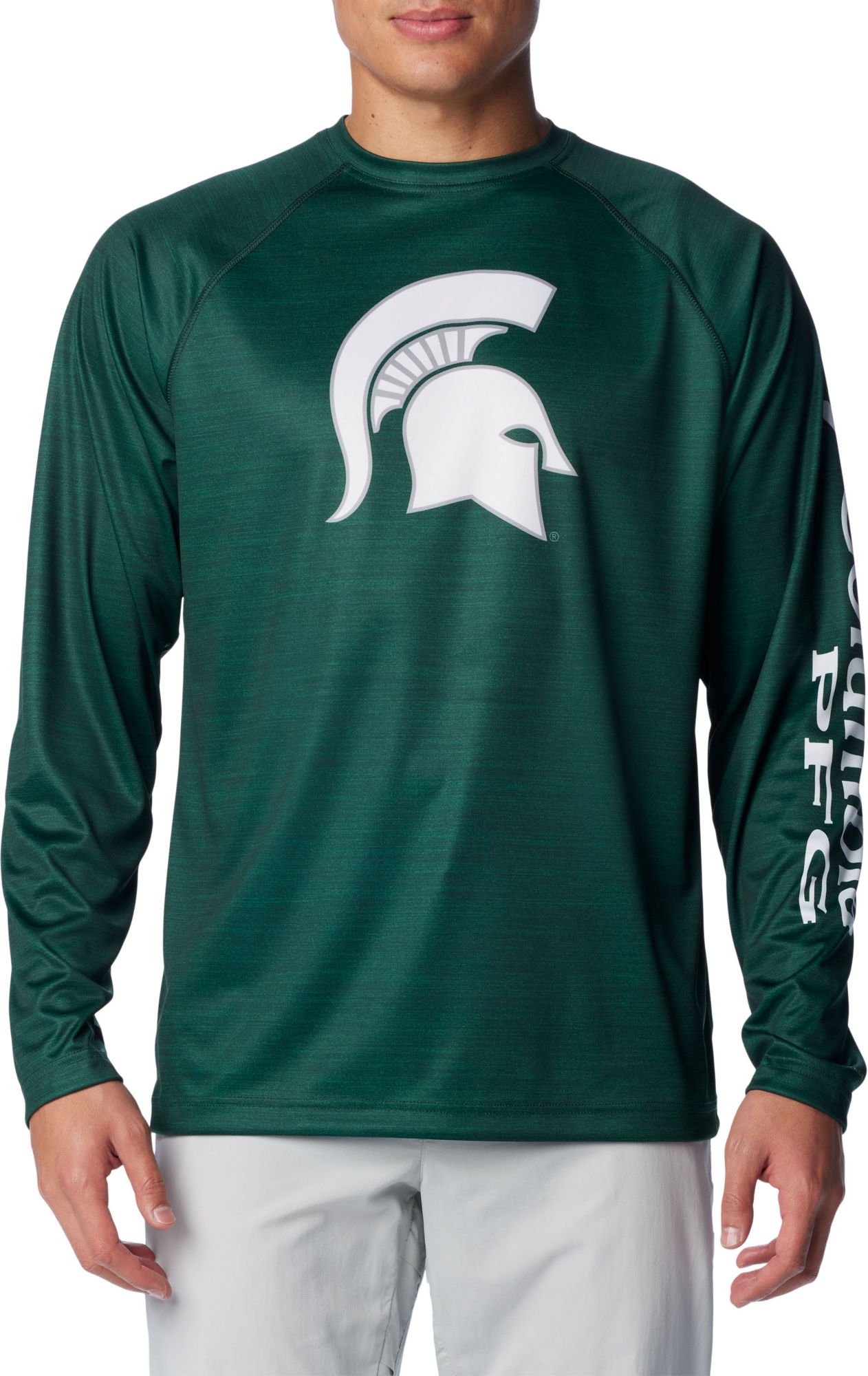 Columbia Men's Michigan State Spartans Spruce Heather Terminal Tackle Long Sleeve Shirt product image