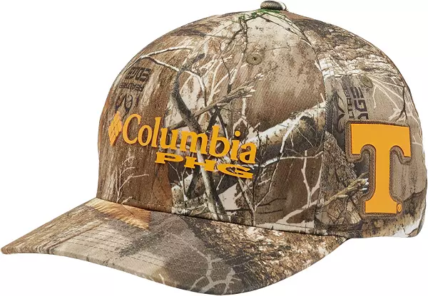 Columbia Men's Tennessee Volunteers Camo Real Tree Flex Fitted Hat, Small/Medium, Green