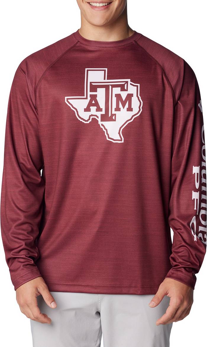 Columbia Men's Texas A&M Aggies Maroon Heathered Terminal Tackle Long Sleeve  T-Shirt