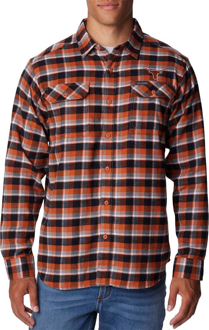Columbia Men's Texas Longhorns Burnt Orange Plaid Flare Gun Flannel Button  Down Long Sleeve Shirt