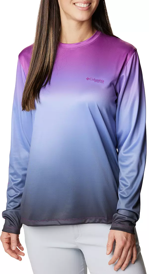 COLUMBIA women's long sleeve shirt PFG Performance fishing gear pink size M