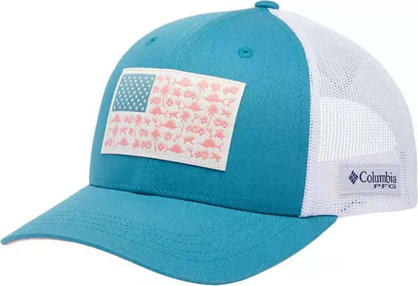 Columbia Women's PFG Fish Flag Snapback Hat, Blue