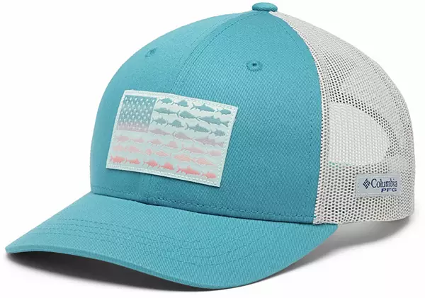 BlueJose Fishaholic USA Flag Personalized Green Fishing Cap – Blue