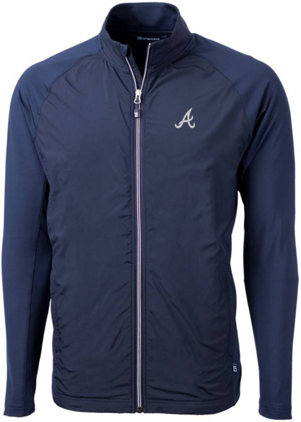 Cutter & Buck Men's Atlanta Braves Blue Eco Knit Hybrid Jacket product image