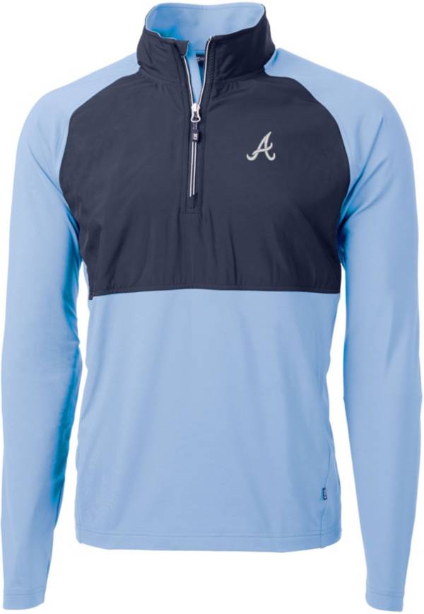 Cutter & Buck Men's Atlanta Braves Blue Eco Knit Stretch 1/4 Zip Pullover product image