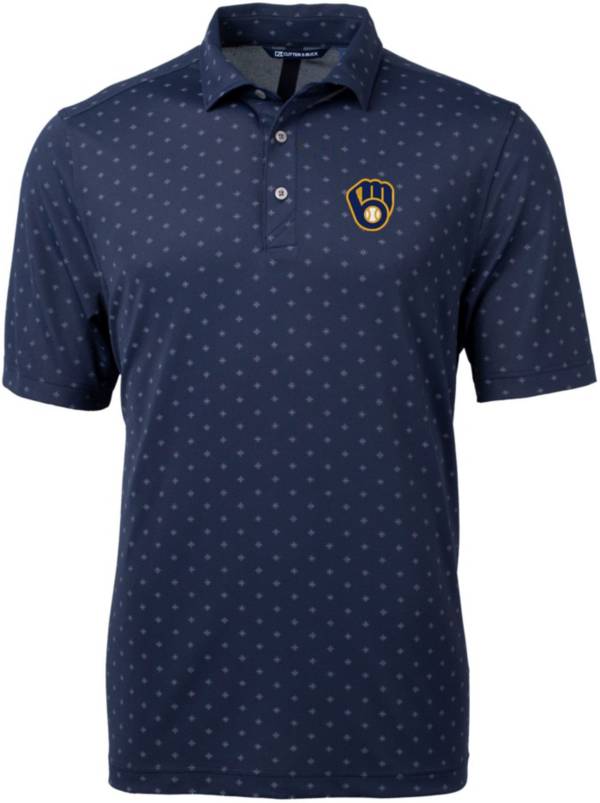 Cutter & Buck Men's Milwaukee Brewers Blue Virtue Eco Pique Tile Print Polo product image