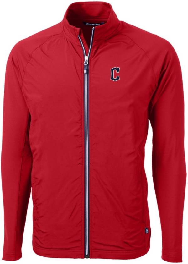Cutter & Buck Men's Cleveland Guardians Red Eco Knit Hybrid Jacket product image