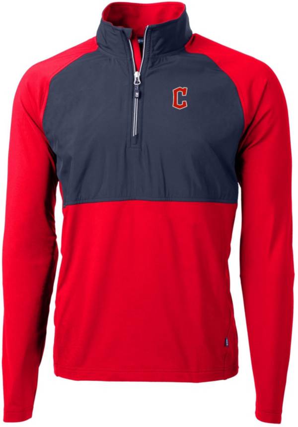 Cutter & Buck Men's Cleveland Guardians Red Eco Knit Stretch 1/4 Zip Pullover product image