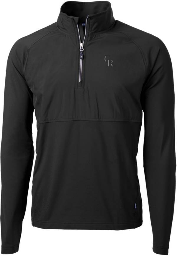 Cutter & Buck Men's Colorado Rockies Black Eco Knit Stretch 1/4 Zip Pullover product image