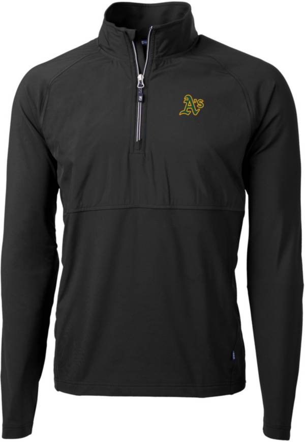 Cutter & Buck Men's Oakland Athletics Black Eco Knit Stretch 1/4 Zip Pullover product image