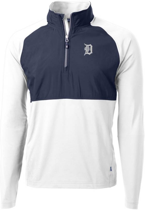 Cutter & Buck Men's Detroit Tigers White Eco Knit Stretch 1/4 Zip Pullover product image