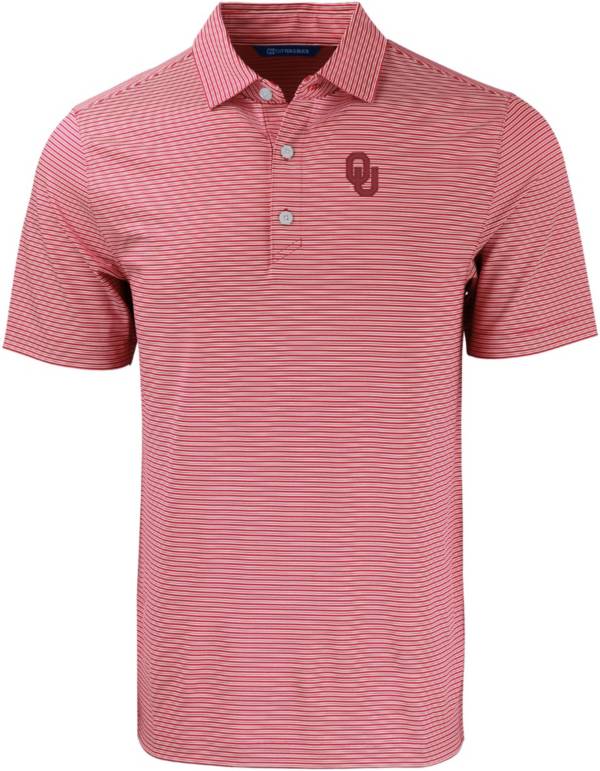 Cutter & Buck Men's Oklahoma Sooners Crimson Pencil Stripe Polo