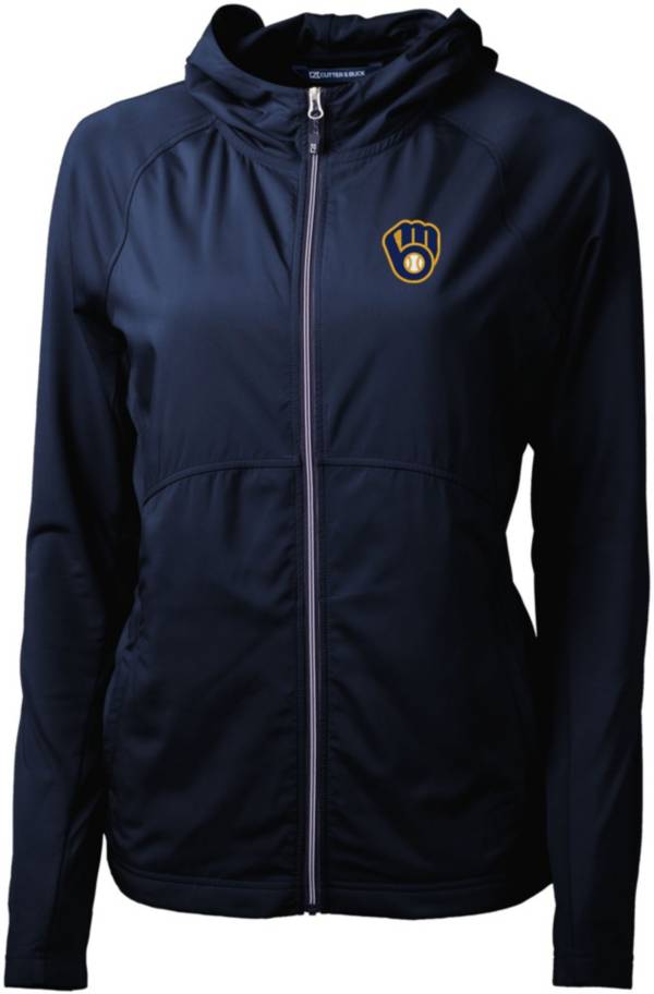 Cutter & Buck Women's Milwaukee Brewers Blue Eco Knit Hybrid Full Zip Jacket product image