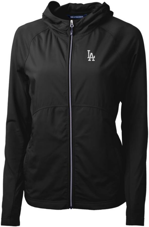 Cutter & Buck Women's Los Angeles Dodgers Black Eco Knit Hybrid Full Zip Jacket product image