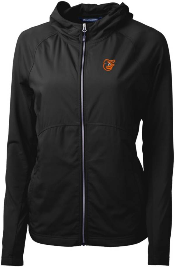 Cutter & Buck Women's Baltimore Orioles Black Eco Knit Hybrid Full Zip Jacket product image