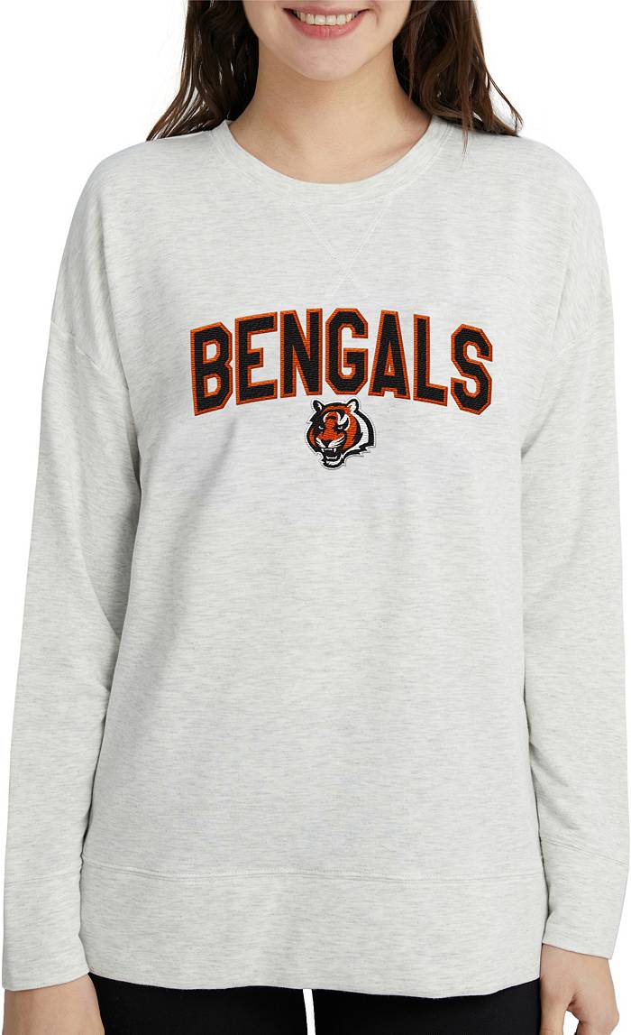 Concepts Sport Women's Cincinnati Bengals Brushed Terry Oatmeal Long Sleeve  Crew Sweatshirt