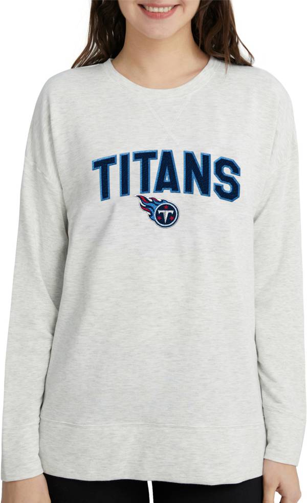 Concepts Sport Women s Tennessee Titans Brushed Terry Oatmeal Long Sleeve Crew Sweatshirt