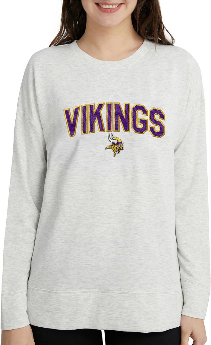 Concepts Sport Women's Minnesota Vikings Brushed Terry Oatmeal Long Sleeve Crew  Sweatshirt