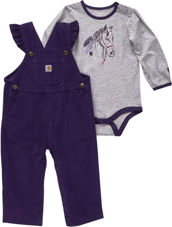 Carhartt Long-Sleeve Bodysuit and Corduroy Overalls 2-Piece Set for Babies - Crown Jewel - 9 Months