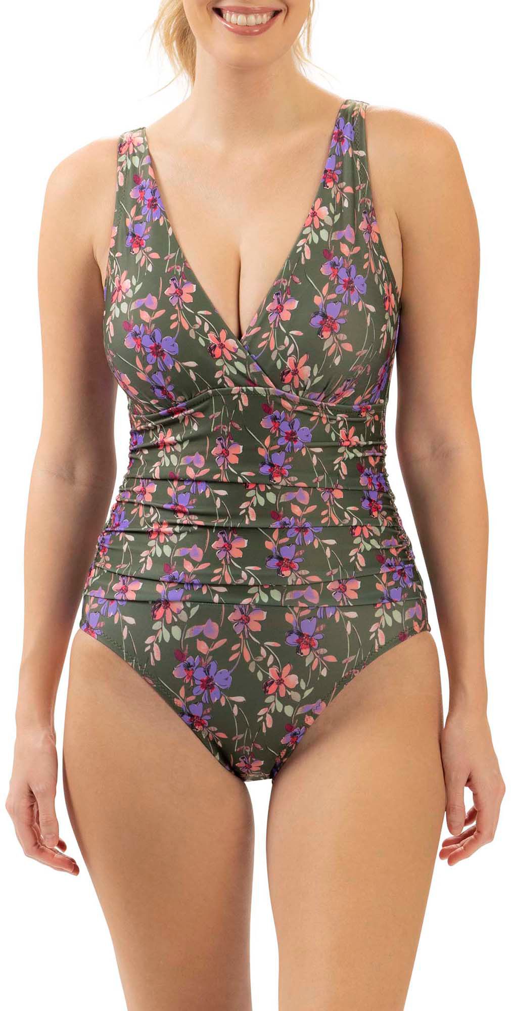 Dolfin Women's Surplice Printed Wrap One Piece Swimsuit product image