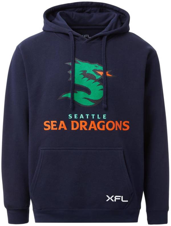 XFL Football Seattle Dragons Embroidered Hoodie S-5X, LT-4XLT Seahawks New