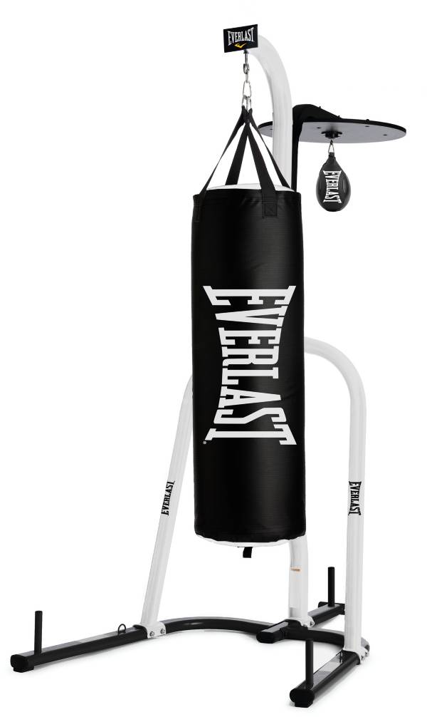 Dual punching bag store stand