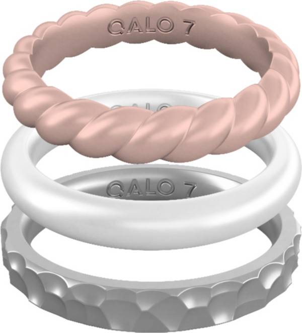 QALO Women's Metallic Stackable 3-Set Silicone Rings product image