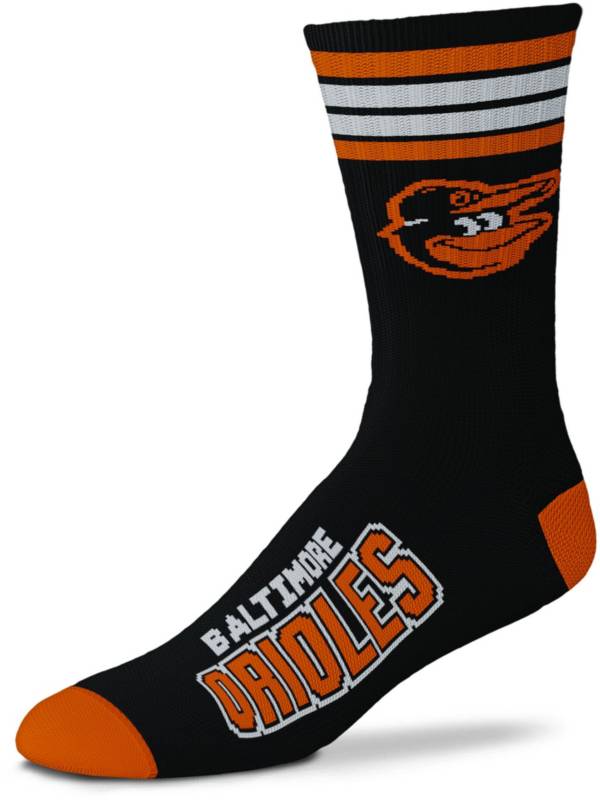 For Bare Feet Baltimore Orioles Black 4 Stripe Deuce Crew Socks product image