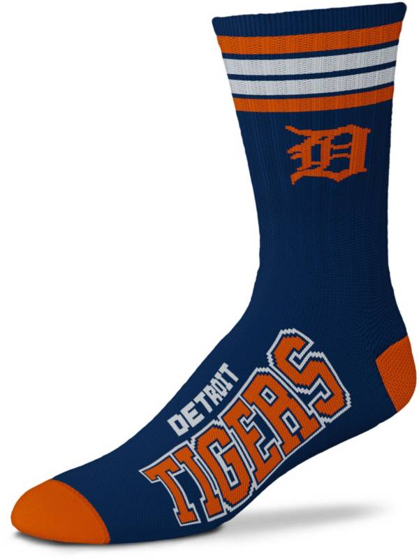 For Bare Feet Detroit Tigers Navy 4 Stripe Deuce Crew Socks product image