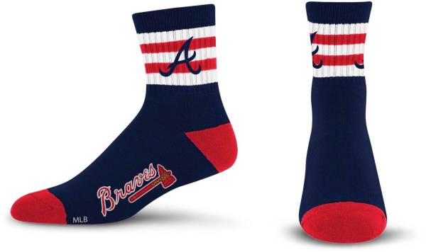 For Bare Feet Youth Atlanta Braves 5 Stripe Logo Crew Socks product image