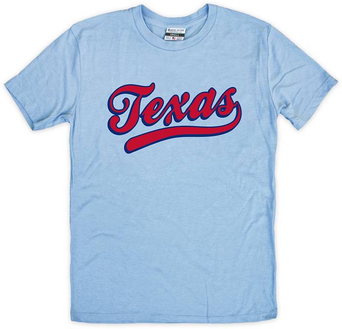 Where I'm from Texas Script Light Blue T-Shirt, Men's, Medium