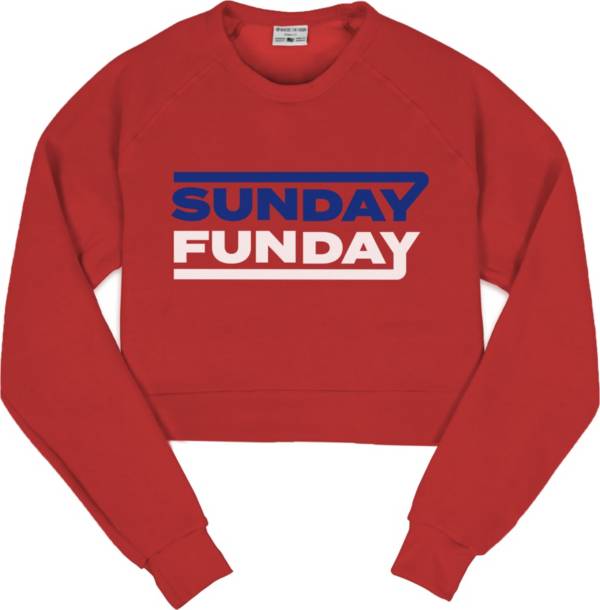 Where I m From Buffalo Sunday Funday Red Cropped Fleece Sweater