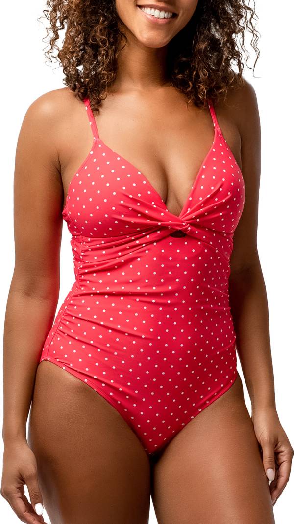Free Country Women's Polka Dot Twist Front One-Piece Swimsuit product image
