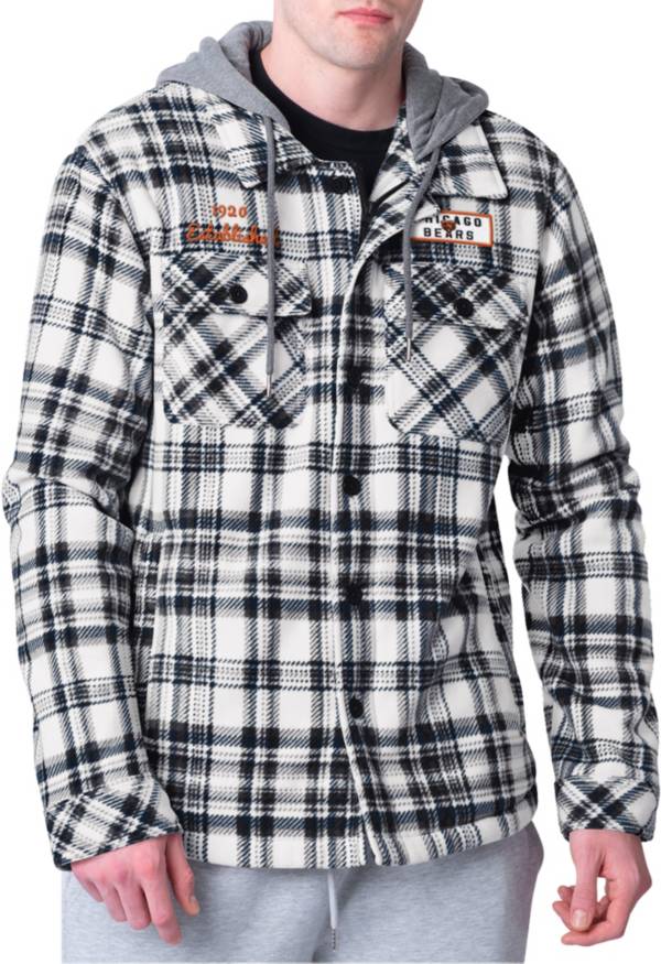 G-III Men's Chicago Bears Pickoff Plaid Navy Sherpa Jacket