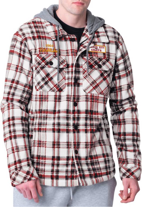 G-III Men's Kansas City Chiefs Pickoff Plaid Red Sherpa Jacket