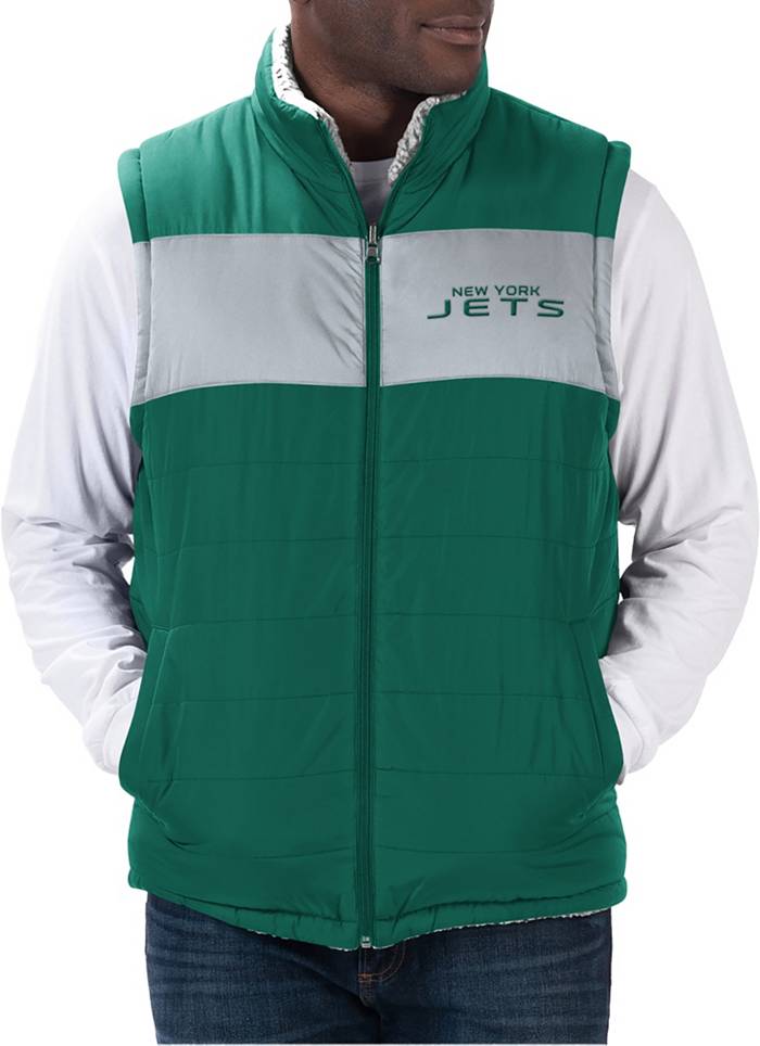 New York Jets NFL Team Apparel Reversible Jacket Hoodie Green Gray Size  Large