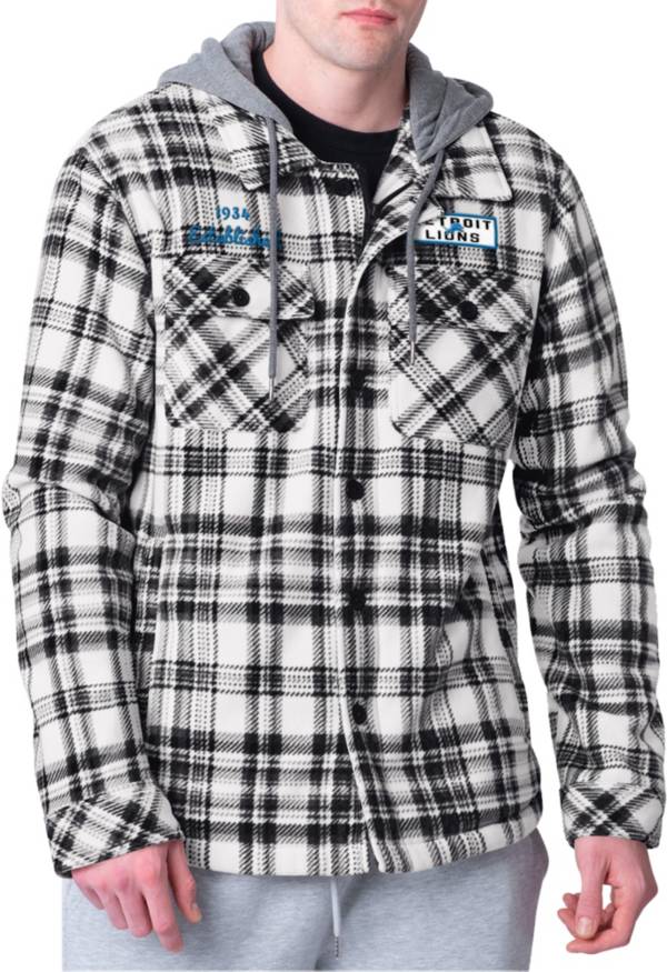 G-III Men's Detroit Lions Pickoff Plaid Blue Sherpa Jacket