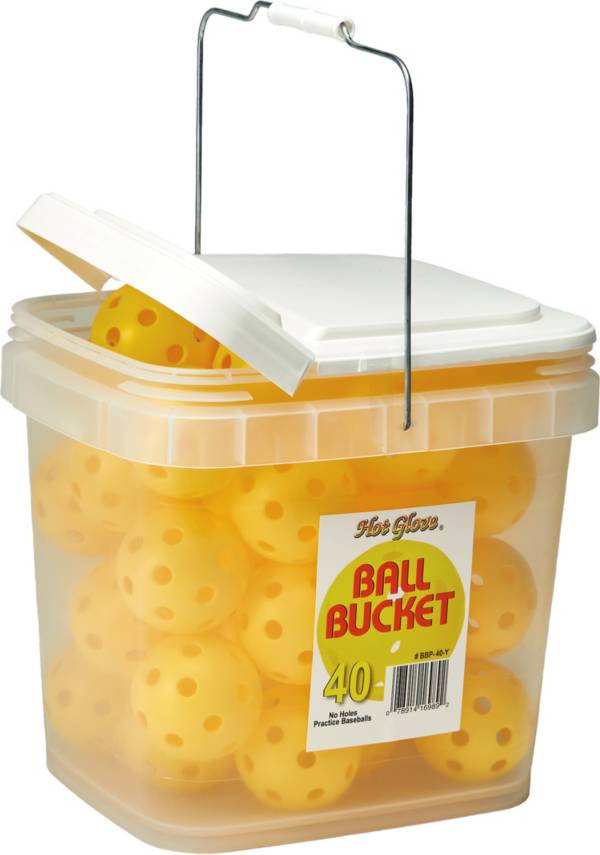 Hot Glove Plastic Practice Bucket of Baseballs - 40 Count