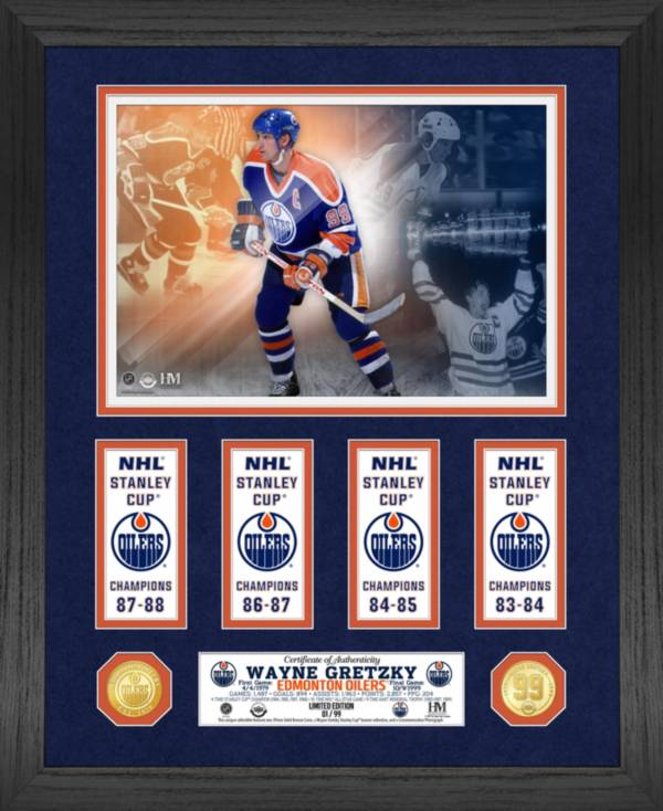 Highland Mint Edmonton Oilers Wayne Gretzky 4x Stanley Cup Champions Banner Collection Bronze Photo Frame product image