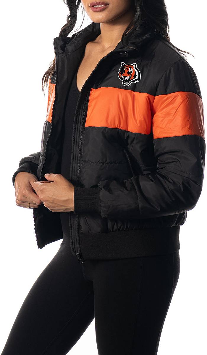 The Wild Collective Women's Cincinnati Bengals Black Hooded Puffer Jacket