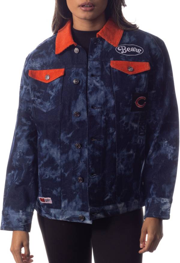 The Wild Collective Women's Chicago Bears Tie Dye Denim Navy Jacket product image