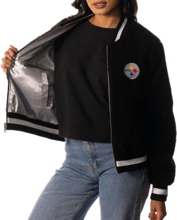 The Wild Collective Women's Pittsburgh Steelers Black Reversible Sherpa Bomber Jacket product image