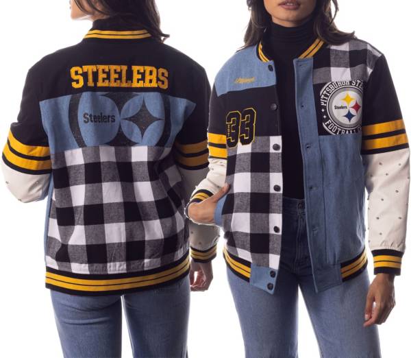 Steelers Women's Wild Collective Faux Leather Bomber Jacket - XXL