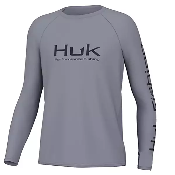 Huk Youth Pursuit Solid Long Sleeve Shirt, Boys', Small, Night Owl