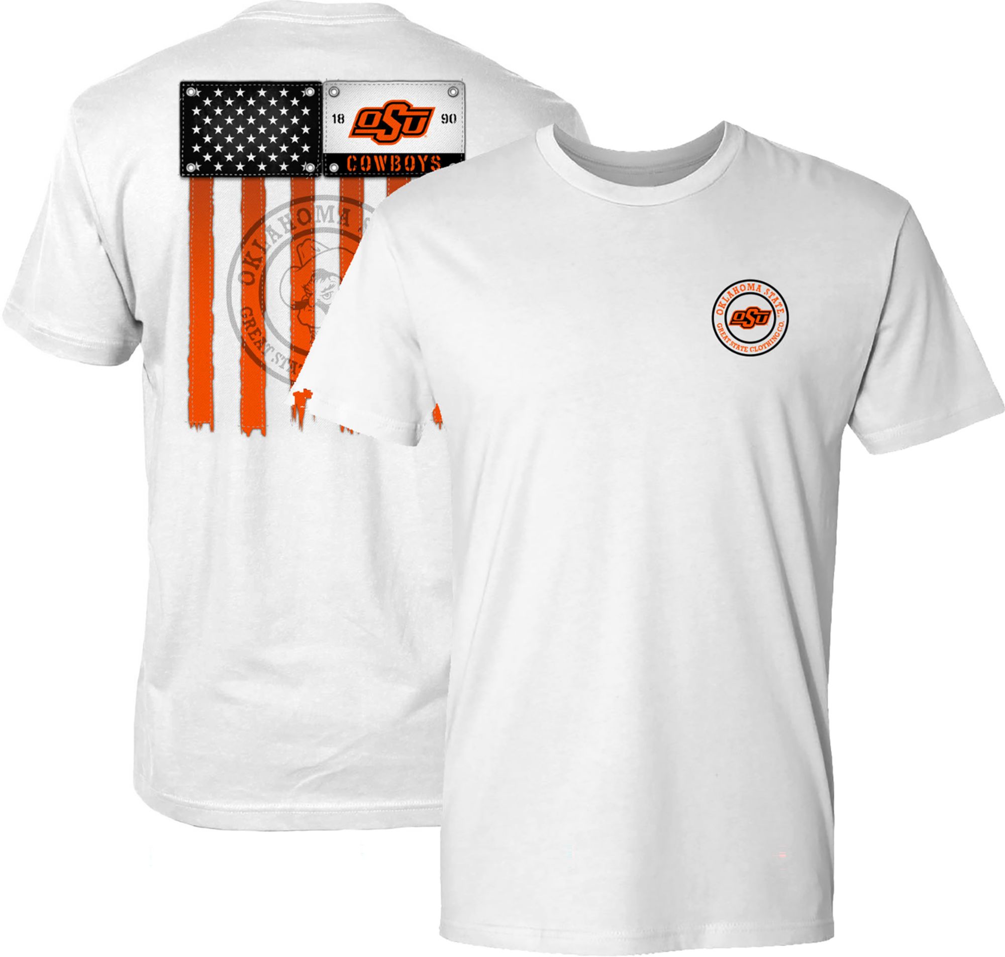Great State Clothing Men's Oklahoma State Cowboys White Vintage Flag T-Shirt product image