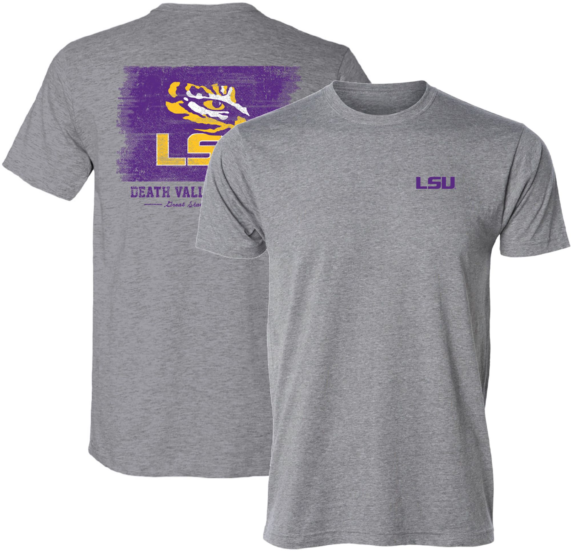 Great State Clothing Men's LSU Tigers Grey Washed Flag T-Shirt