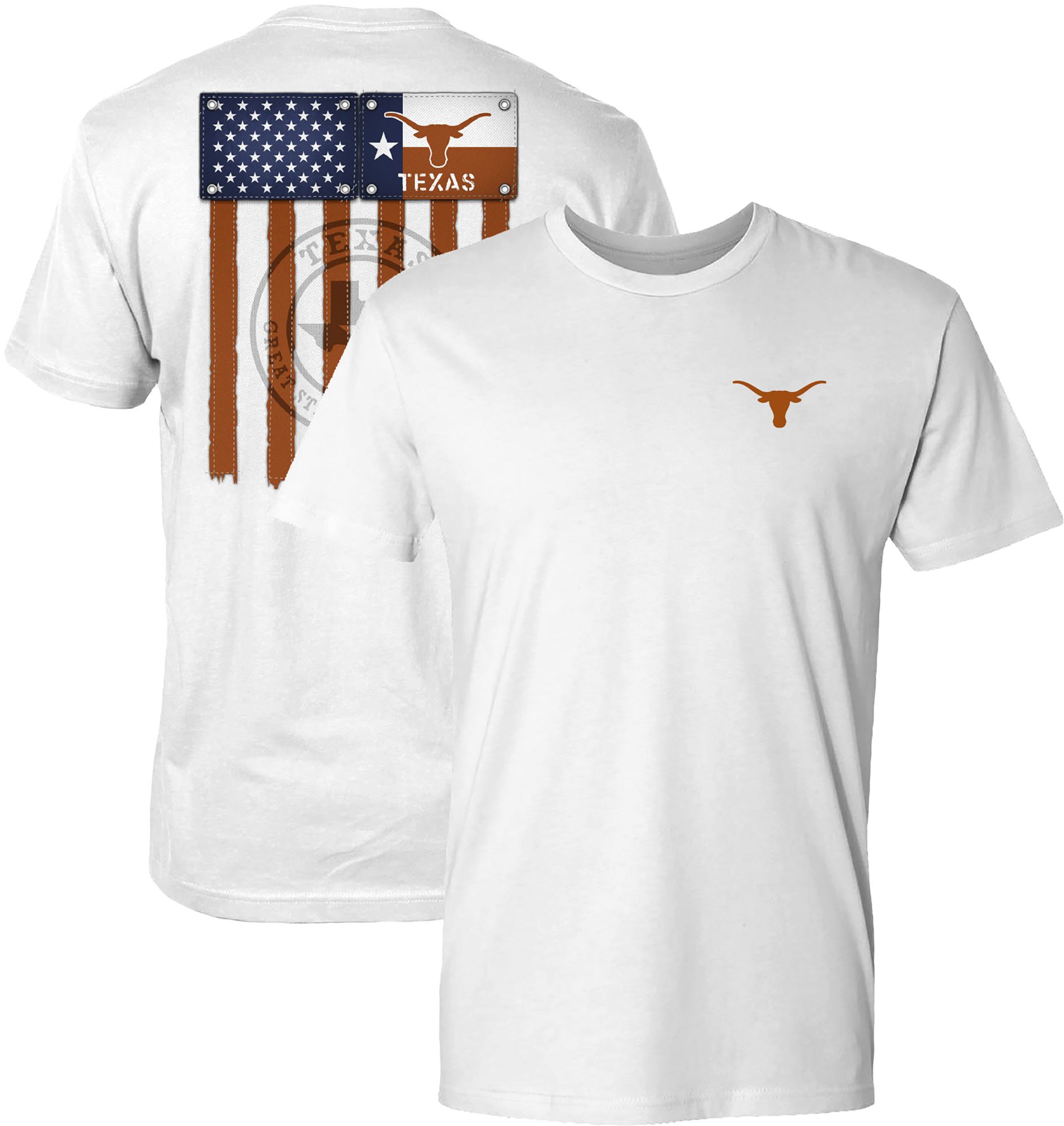 Great State Clothing Men's Texas Longhorns White Vintage Flag T-Shirt product image