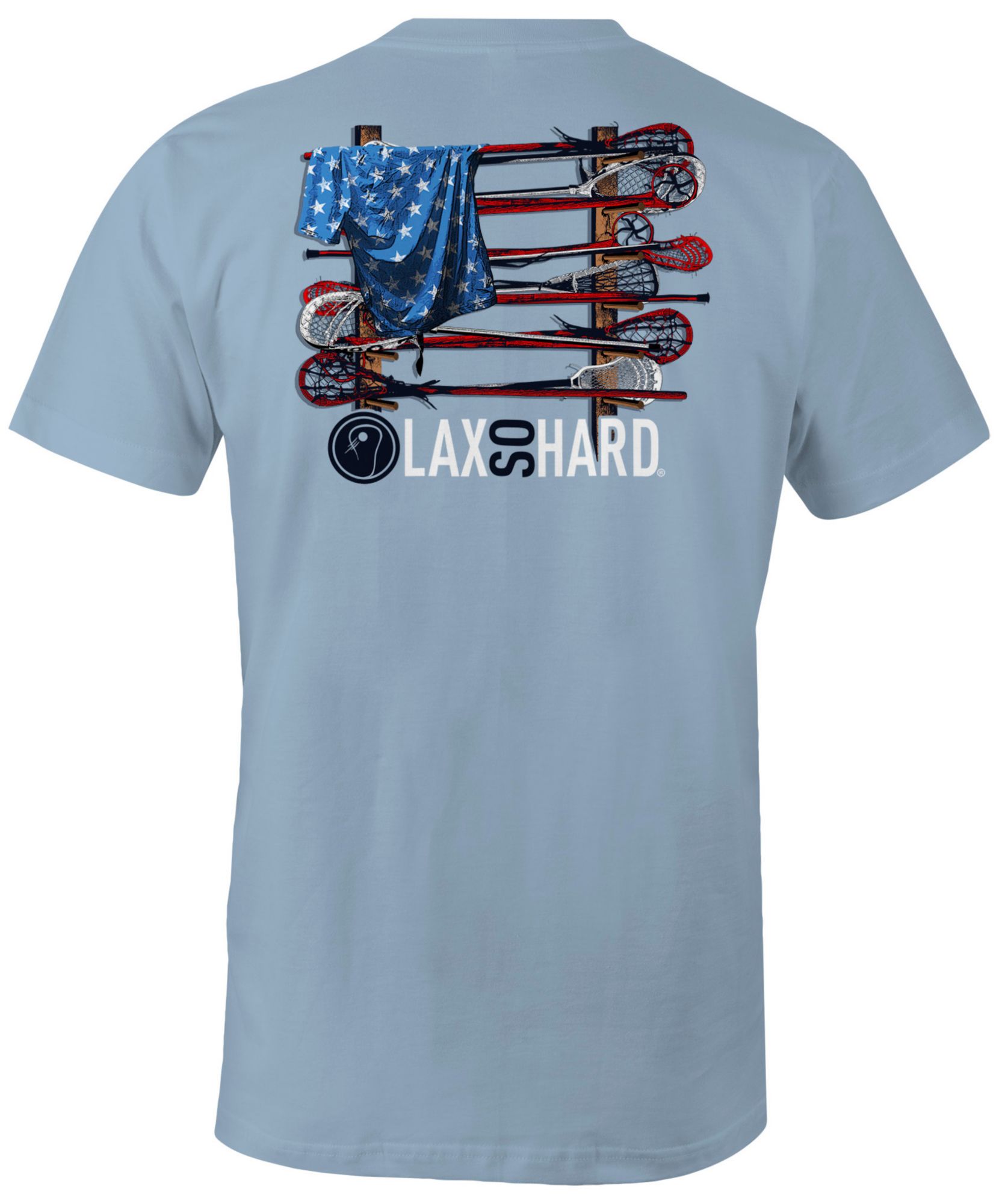 LAX SO HARD Adult Lacrosse Stick Flag Short Sleeve T-Shirt product image